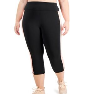 Ideology Women Plus Size Colorblock Leggings Noir (black) and Peachberry 1X